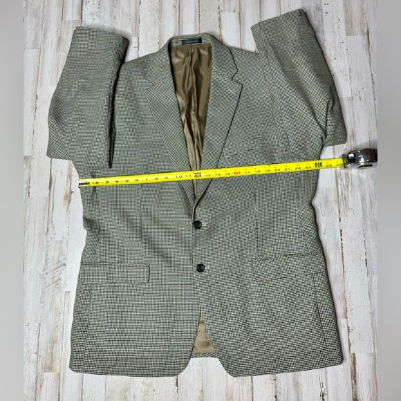 Ralph Lauren Mens Blazer 46R Green Wool Sport Houndstooth - Picture 4 of 12